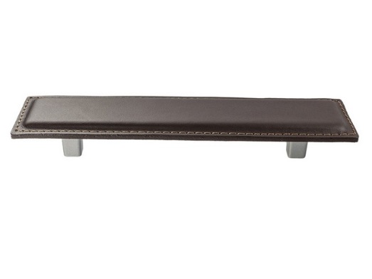 RUJZ DESIGN Bútorfogantyú - 516.30f - Matt króm MCrL, Barna bőr  - Zamak fém ötvözet, Bőr - Bőrrel kombinált fém bútorfogantyú