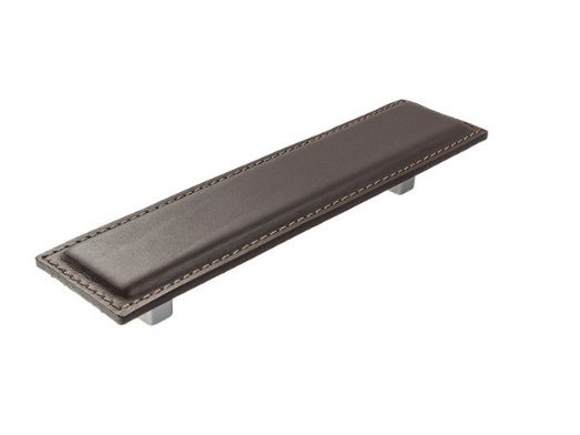RUJZ DESIGN Bútorfogantyú - 516.30f - Matt króm MCrL, Barna bőr  - Zamak fém ötvözet, Bőr - Bőrrel kombinált fém bútorfogantyú
