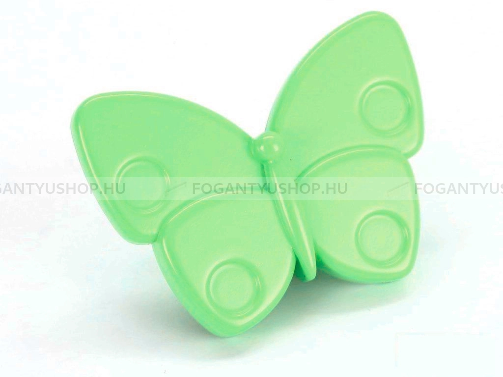 RUJZ DESIGN Fogantyú - Gyerek lepke pillangó 845.27 zelena barby - 1 furatos - Barbi zöld zelena barby - Műanyag - Mesefigurás, állatos gyerekbútor fogantyú