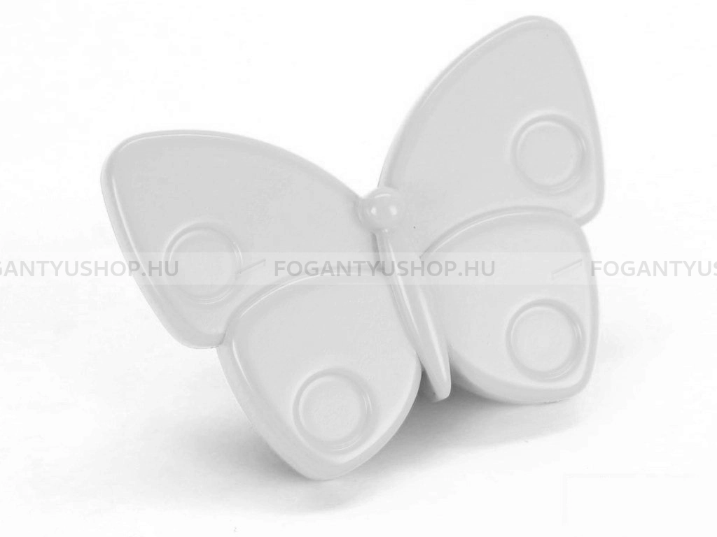 RUJZ DESIGN Fogantyú - Gyerek lepke pillangó 845.27 - 1 furatos - Fehér belo - Műanyag - Mesefigurás, állatos gyerekbútor fogantyú