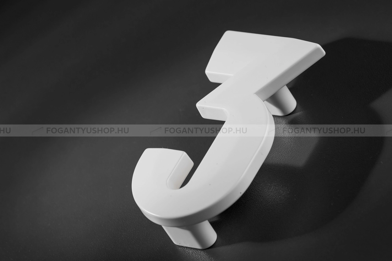 RUJZ DESIGN Bútor fogantyú - Gyerek szám 3 számjegy 64 600.03 - furattáv 64 mm - Fehér belo - Műanyag - Színes gyerekbútor fogantyú