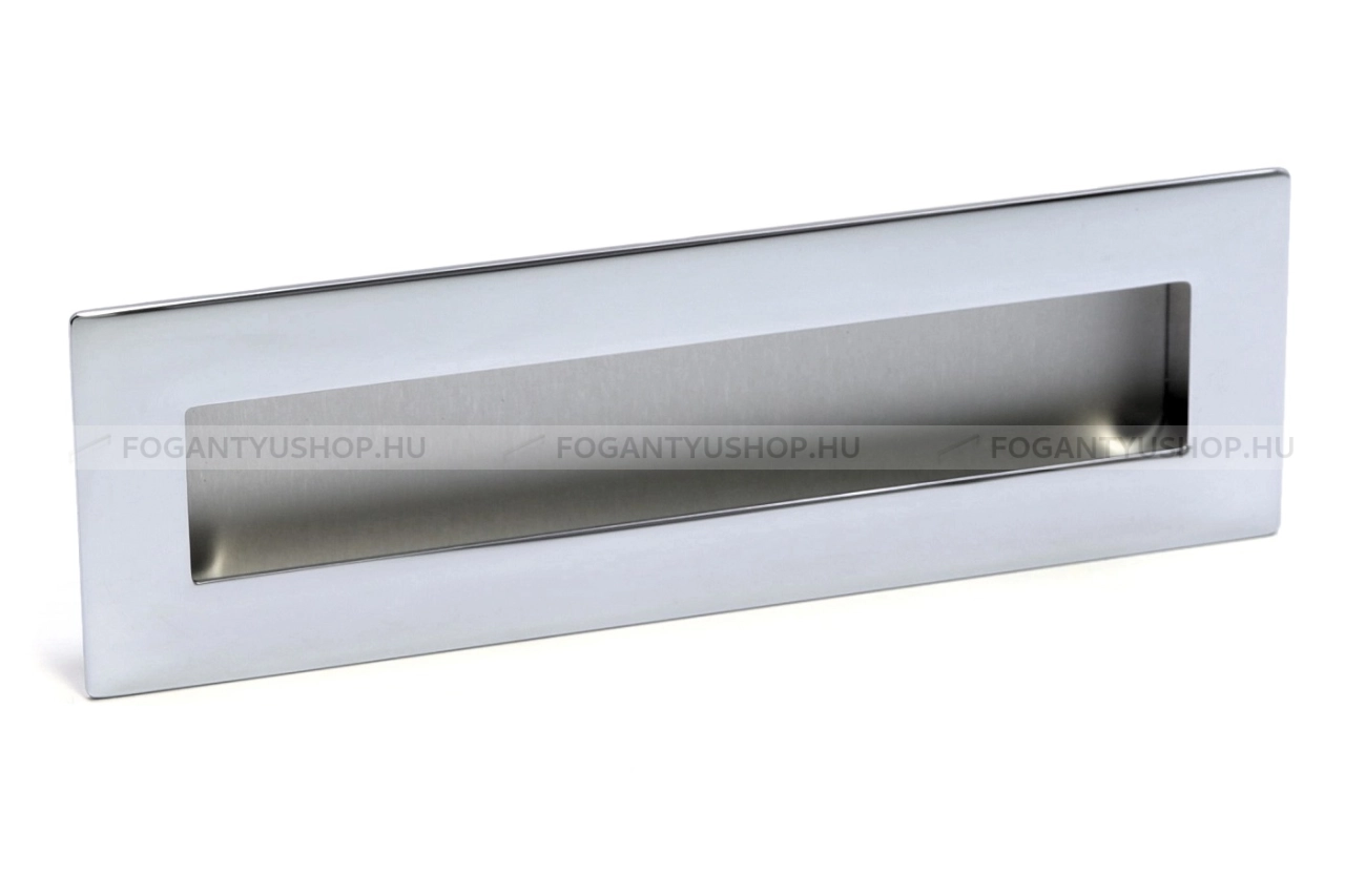 RUJZ DESIGN Fogantyú - 160 u9.175 55 - furattáv 160 mm - Fényes króm Cr - Zamak fém ötvözet - Bútorajtó felületébe marható, süllyeszthető fém fogantyú