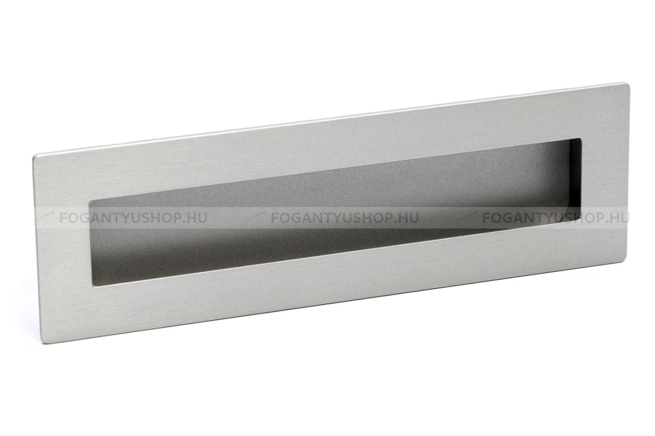 RUJZ DESIGN Bútor fogantyú - 160 u9.175 55 - furattáv 160 mm - Ezüst inox (szálcsiszolt) SNiL - Zamak fém ötvözet - Bútorajtó felületébe marható, süllyeszthető fém fogantyú