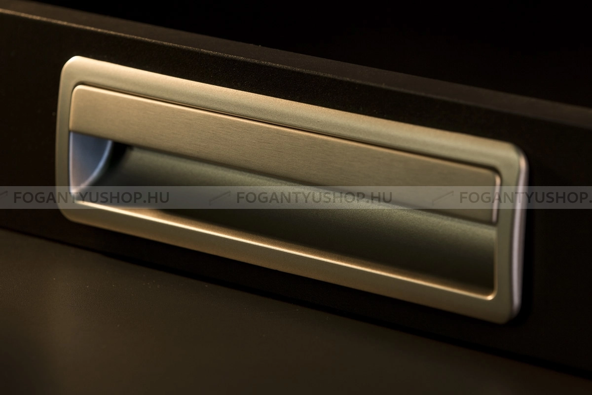 RUJZ DESIGN Bútor fogantyú - 160 u7.180 40 - furattáv 160 mm - Matt króm MCrL - Zamak fém ötvözet, Műanyag - Bútorajtó felületébe marható, süllyeszthető fém fogantyú