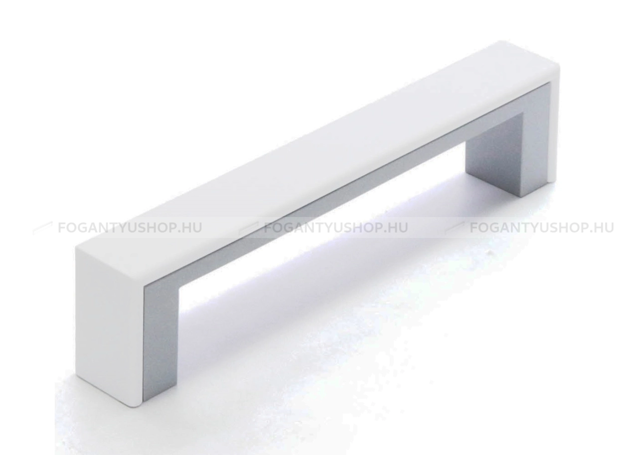 RUJZ DESIGN Fogantyú - 128 598.32 - furattáv 128 mm - Matt króm MCrL, Fehér belo - Műanyag - Színes műanyag bútorfogantyú