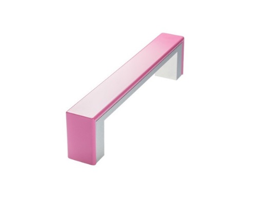 RUJZ DESIGN Fogantyú - 128 598.32 - furattáv 128 mm - Matt króm MCrL, Barbi lila vijola barby - Műanyag - Színes műanyag bútorfogantyú