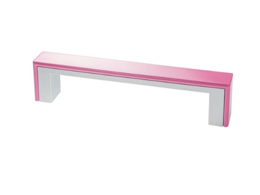 RUJZ DESIGN Fogantyú - 128 598.32 - furattáv 128 mm - Matt króm MCrL, Barbi lila vijola barby - Műanyag - Színes műanyag bútorfogantyú