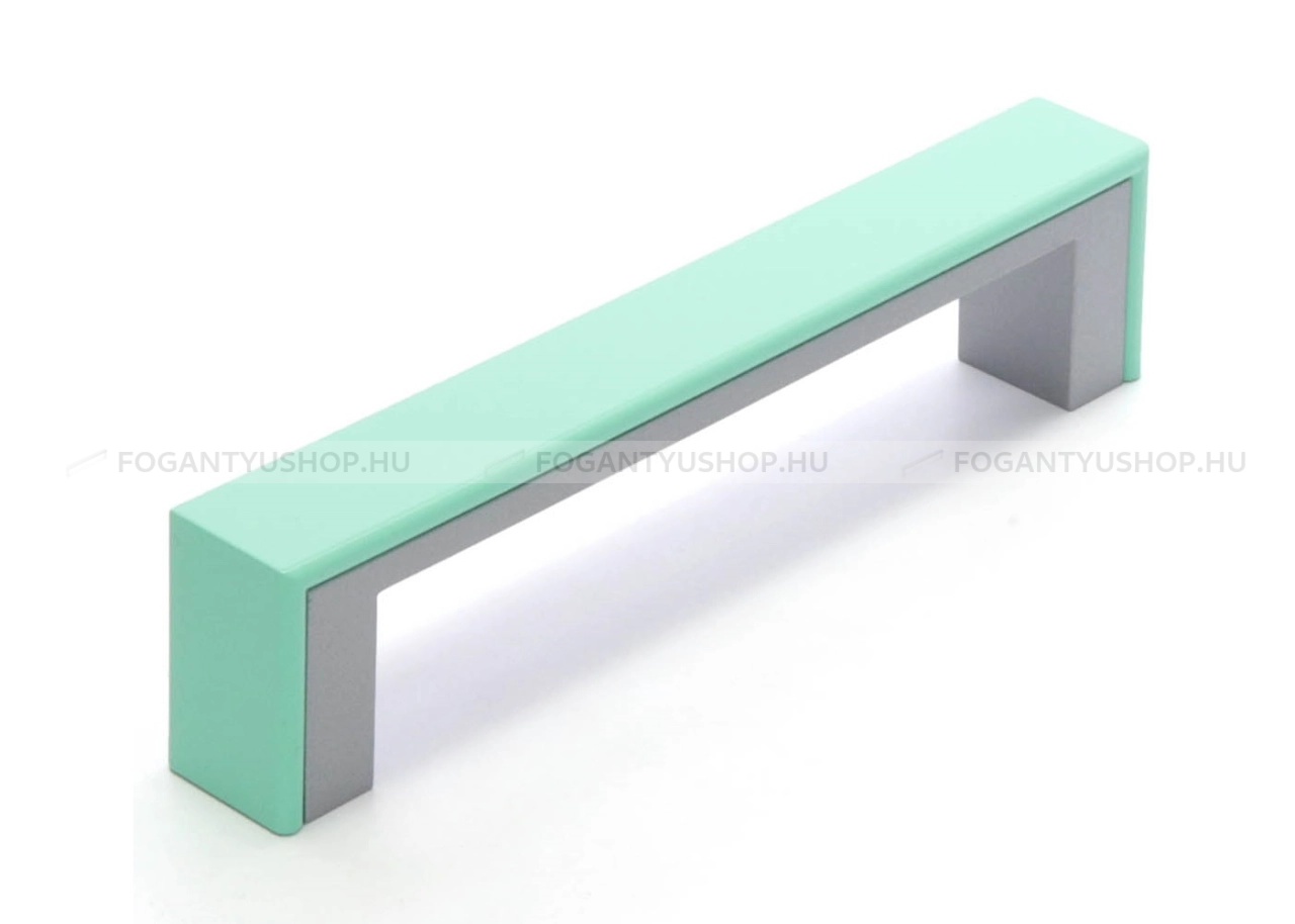 RUJZ DESIGN Bútor fogantyú - 128 598.32 zelena barby - furattáv 128 mm - Matt króm MCrL, Barbi zöld zelena barby - Műanyag - Színes műanyag bútorfogantyú