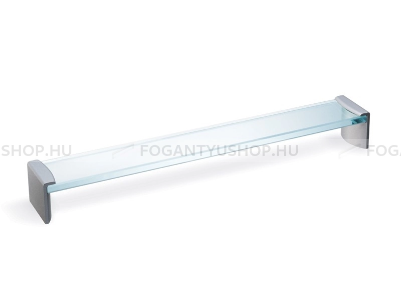 RUJZ DESIGN Bútor fogantyú - 528.03 - Ezüst inox (szálcsiszolt) SNiL, Átlátszó üveg  - Zamak fém ötvözet, Üveg - Edzett üveggel kombinált fém bútorfogantyú