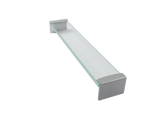 RUJZ DESIGN Bútor fogantyú - 528.03 - Ezüst inox (szálcsiszolt) SNiL, Átlátszó üveg  - Zamak fém ötvözet, Üveg - Edzett üveggel kombinált fém bútorfogantyú