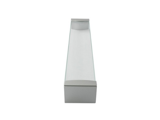 RUJZ DESIGN Bútor fogantyú - 528.03 - Ezüst inox (szálcsiszolt) SNiL, Átlátszó üveg  - Zamak fém ötvözet, Üveg - Edzett üveggel kombinált fém bútorfogantyú
