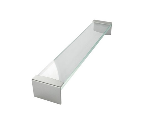 RUJZ DESIGN Bútor fogantyú - 528.03 - Ezüst inox (szálcsiszolt) SNiL, Átlátszó üveg  - Zamak fém ötvözet, Üveg - Edzett üveggel kombinált fém bútorfogantyú