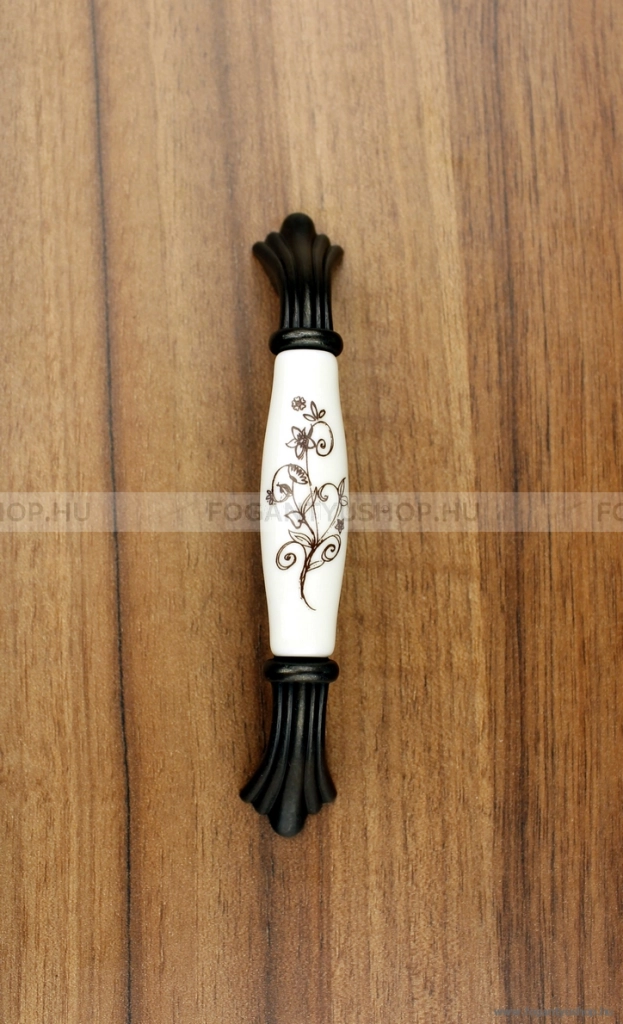GIUSTI Fogantyú - 96 M7001G1B1G - furattáv 96 mm - Bronz  - Zamak fém ötvözet, Porcelán - Porcelánnal kombinált antikolt fém bútorfogantyú