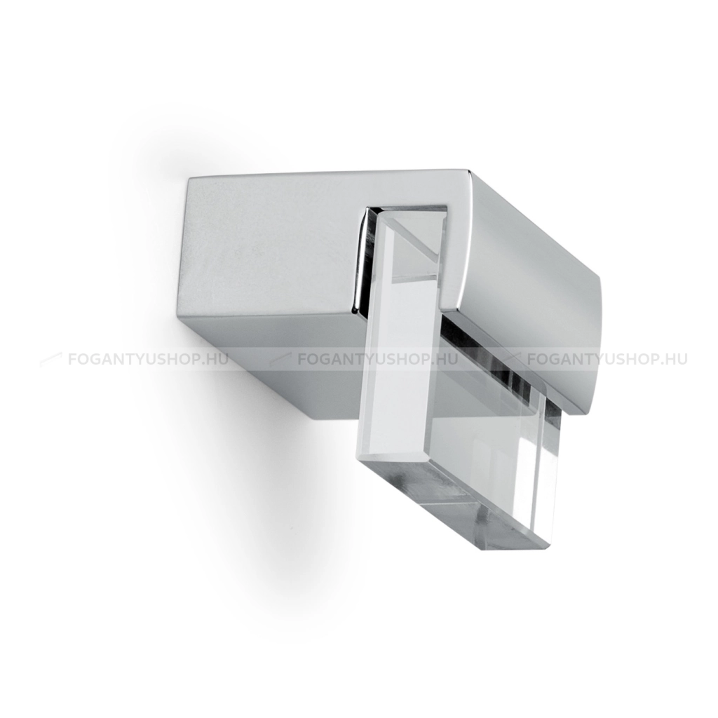 VIEFE Fogantyú - GLASS KNOB - Fényes króm Cr, Átlátszó üveg  - Edzett üveggel kombinált fém bútorfogantyú