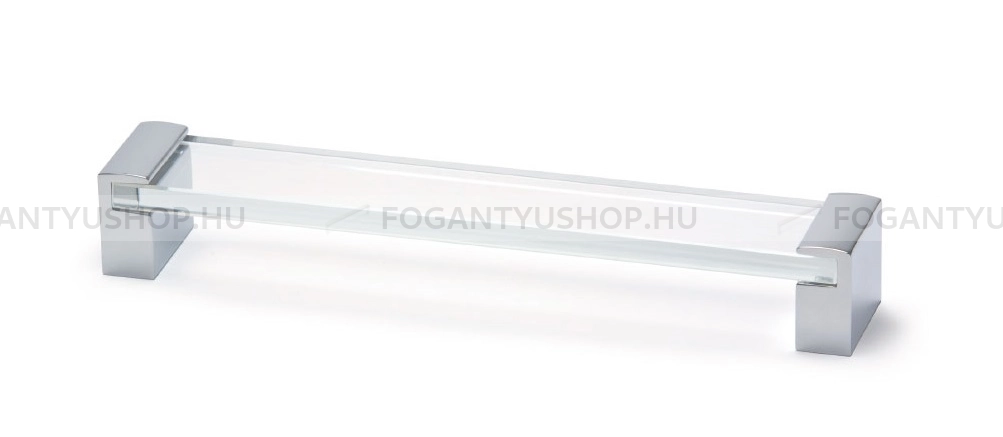 VIEFE Bútor fogantyú - GLASS HANDLE - Fényes króm Cr, Átlátszó üveg  - Edzett üveggel kombinált fém bútorfogantyú