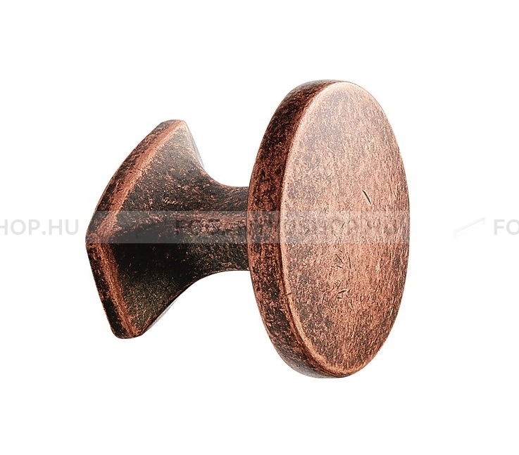 FURNIPART Gomb fogantyú - CLASSIC KNOB Antikolt - 1 furatos - Antik vörösréz 98 - Zamak fém ötvözet - Antikolt, vintage fém gombfogantyú (szögletes, kerek)