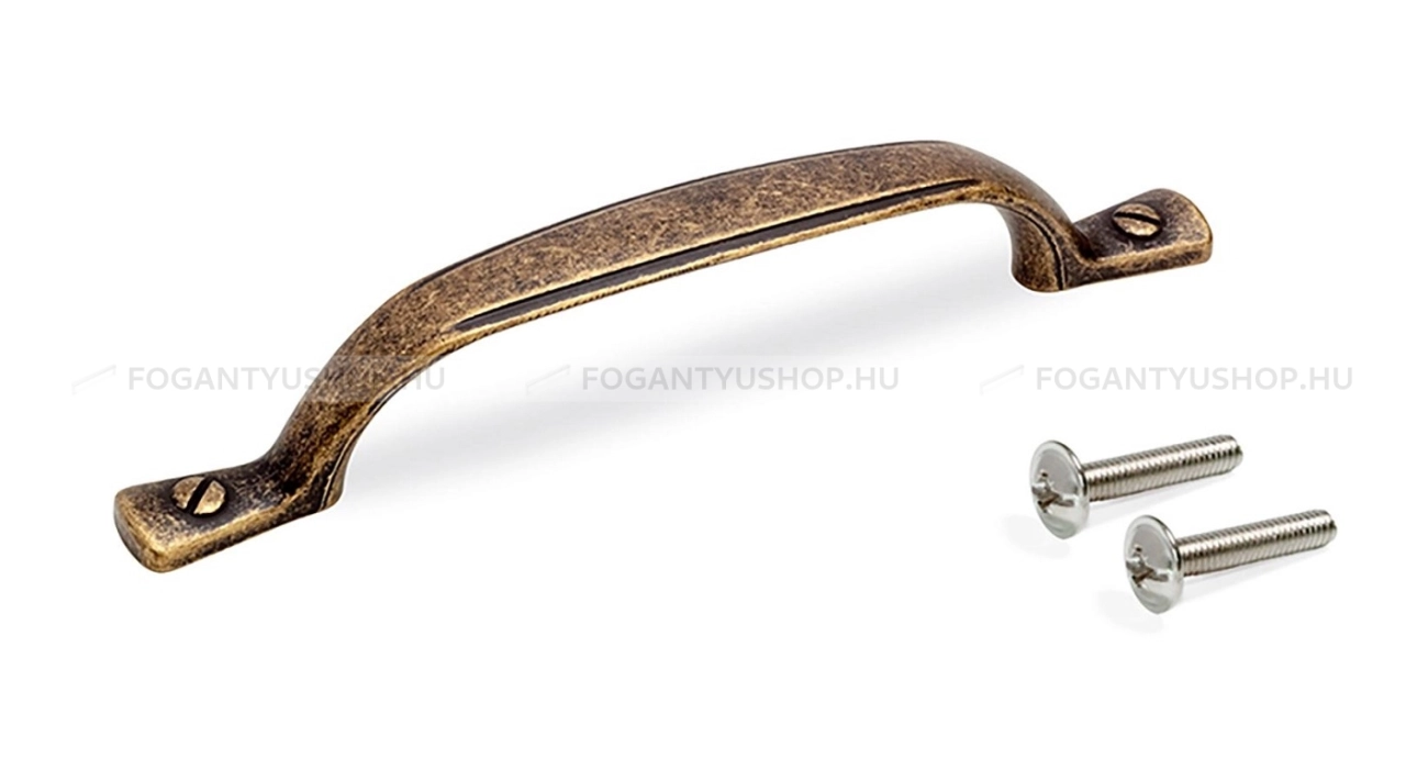 EMUCA Bútorfogantyú - NAIROBI 96 - furattáv 96 mm - Antik patina barna MsPatL - Zamak fém ötvözet - Klasszikus, vintage, antik fém bútorfogantyú