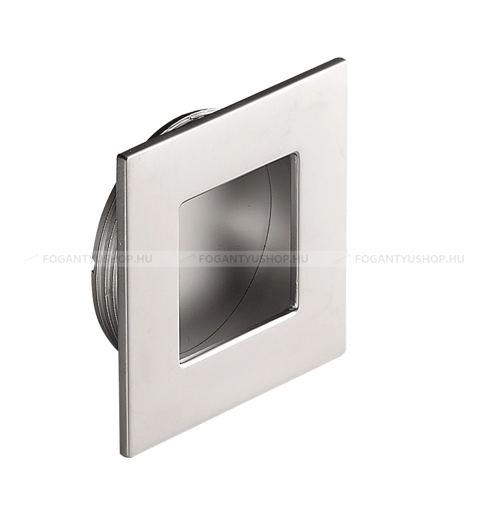 FURNIPART Bútorfogantyú - INN 50 x 50 - 1 furatos - Szálcsiszolt 66 - Zamak fém ötvözet - Bútorajtó felületébe marható, süllyeszthető fém fogantyú