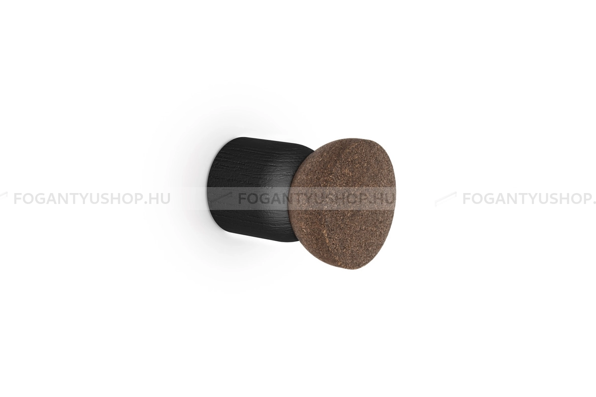 VIEFE Fogas - Fogas PIECE fa, 48mm, fekete matt - sötét barna parafa EI - Matt fekete - Sötét barna parafa NM240 - Fa - Egy akasztós fogas