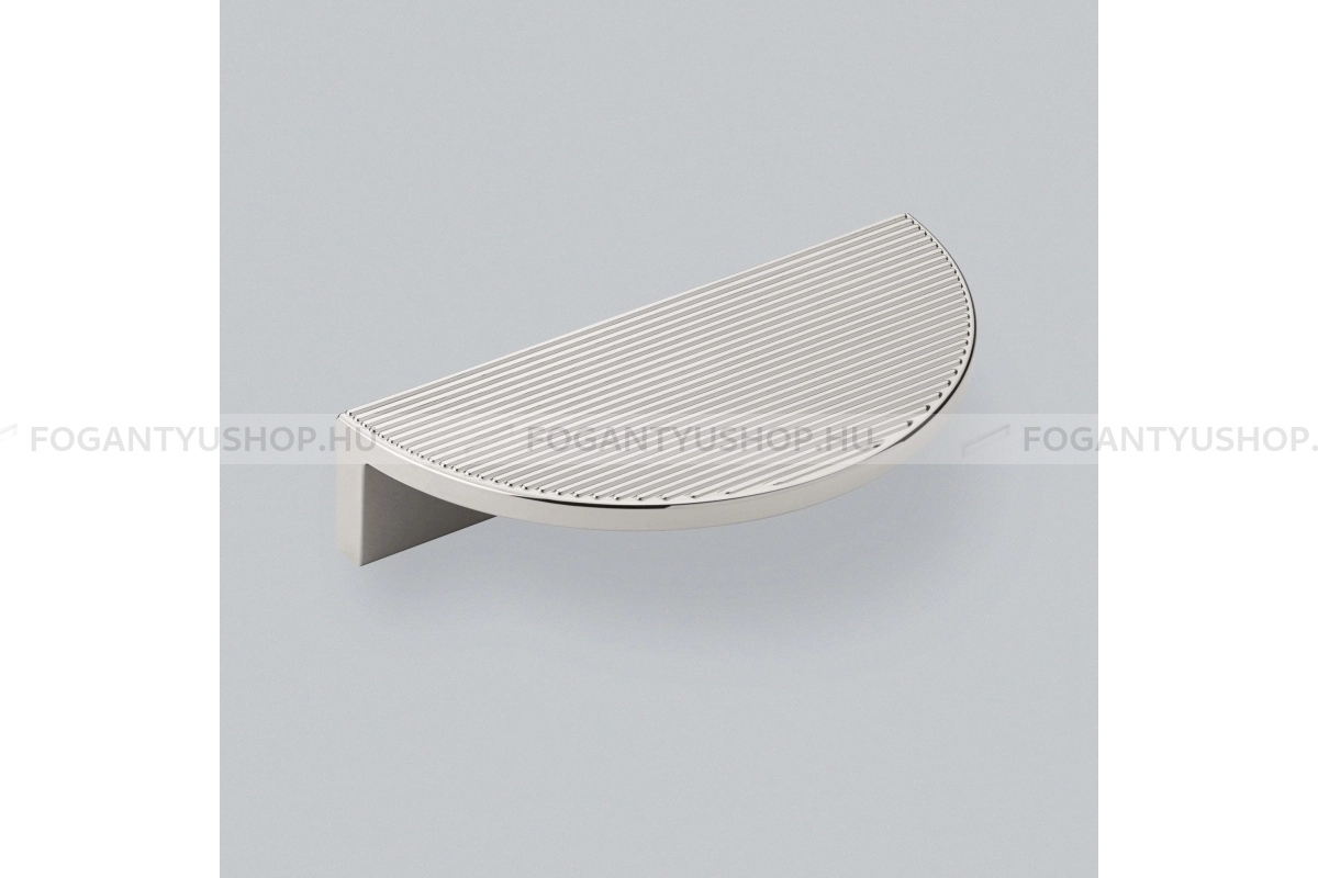 HENDEL & HENDEL Bútor fogantyú - Barrington bordázott félhold - furattáv 64 mm - polírozott nikkel - Zamak fém ötvözet - Prémium félhold alakú fogantyúk