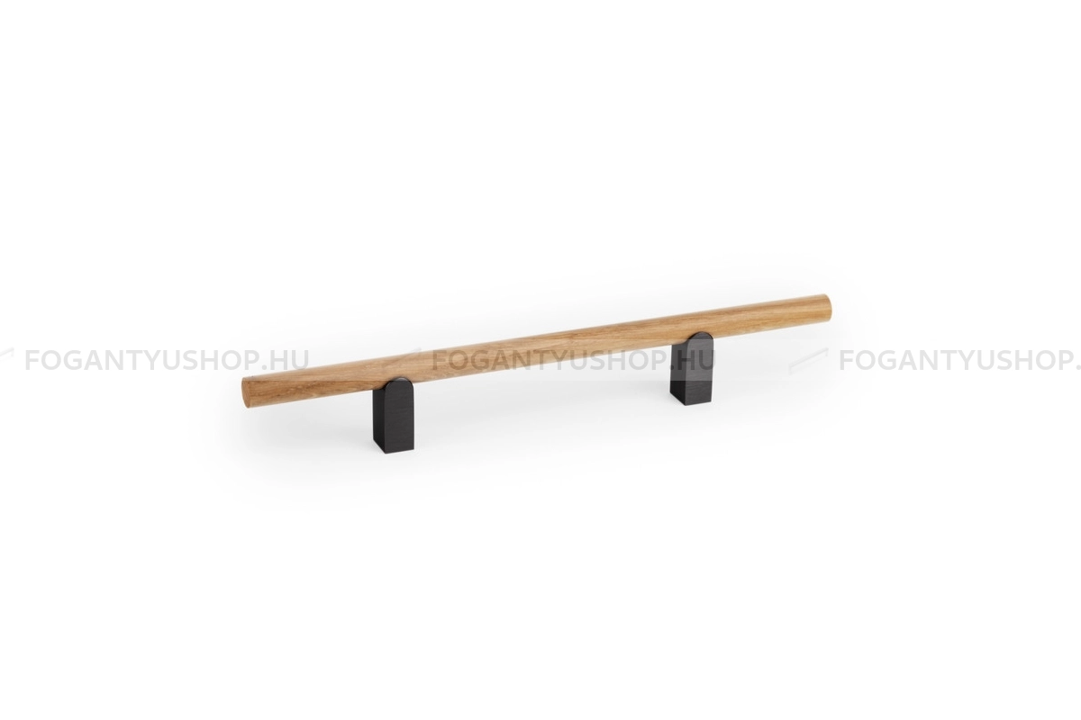 VIEFE Bútor fogantyú - KUMO WOOD - furattáv 128 mm - Fekete titán - tölgy N3316 - Alumínium - Fával kombinált fém bútorfogantyú