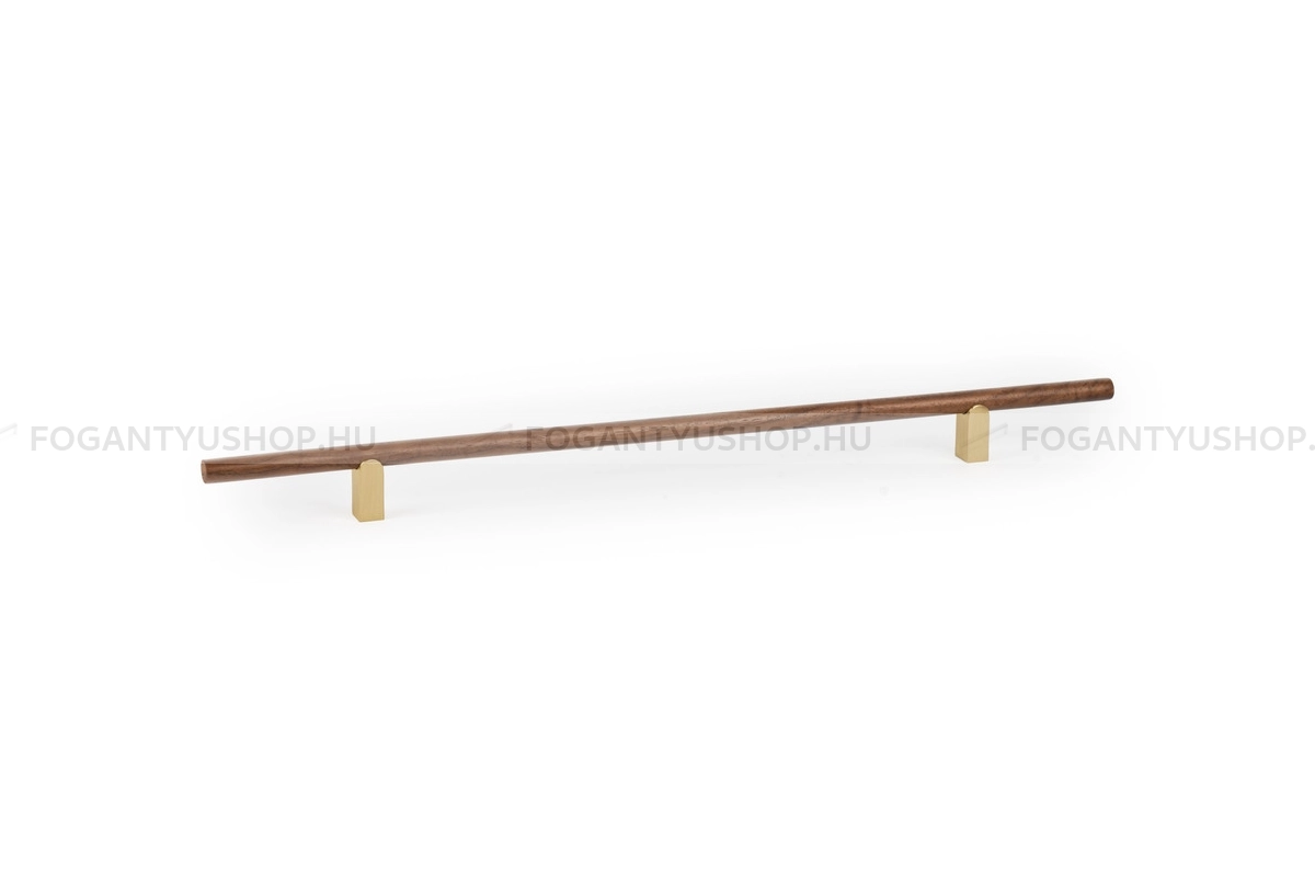 VIEFE Bútorfogantyú - KUMO WOOD - furattáv 320 mm - Szálcsiszolt sárgaréz - dió N62017 - Alumínium - Fával kombinált fém bútorfogantyú