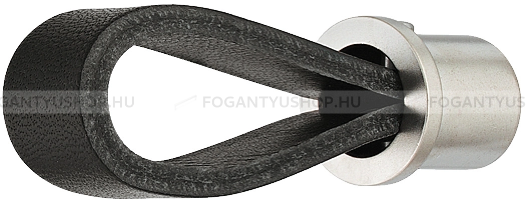 HAFELE Fogantyú - 105.94 - Ezüst inox (szálcsiszolt) SNiL, Fekete - Inox, Bőr - Bőrrel kombinált fém bútorfogantyú
