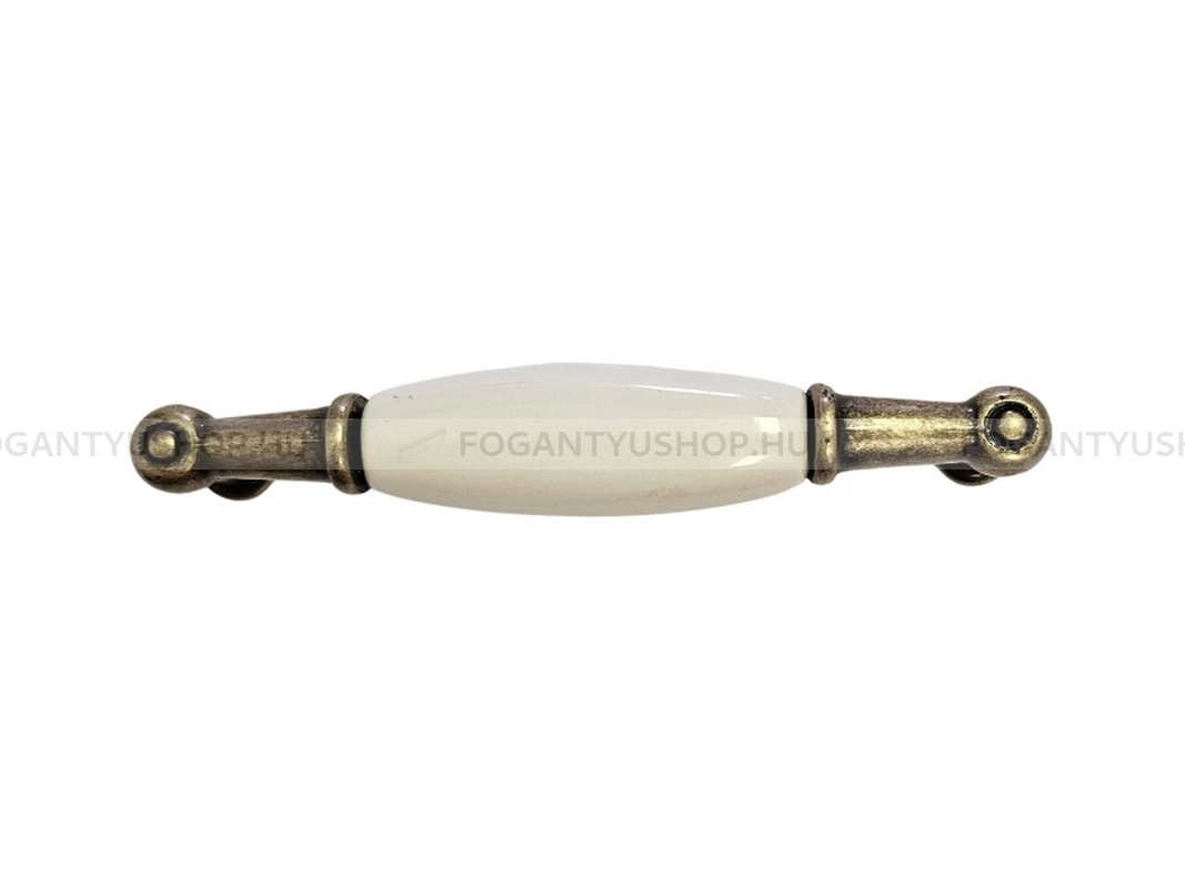GIUSTI Fogantyú - 96 M010100D1G - furattáv 96 mm - Antik patina barna  - Zamak fém ötvözet, Porcelán - Porcelánnal kombinált antikolt fém bútorfogantyú