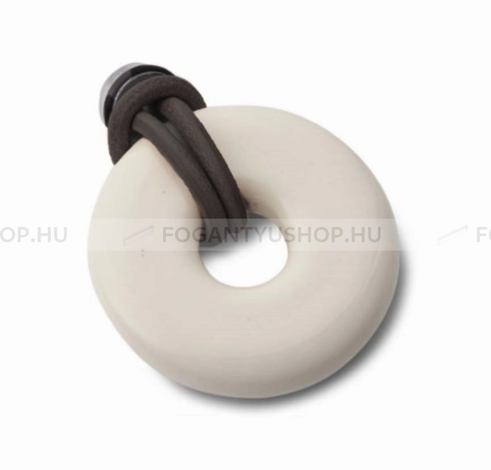 TOMURCUK Bútor fogantyú - 4000 BlackL - 1 furatos - Festett fekete BlackL, Fehér belo, Fekete bőr   - Zamak fém ötvözet, Porcelán, Bőr - Porcelánnal kombinált antikolt fém bútorfogantyú