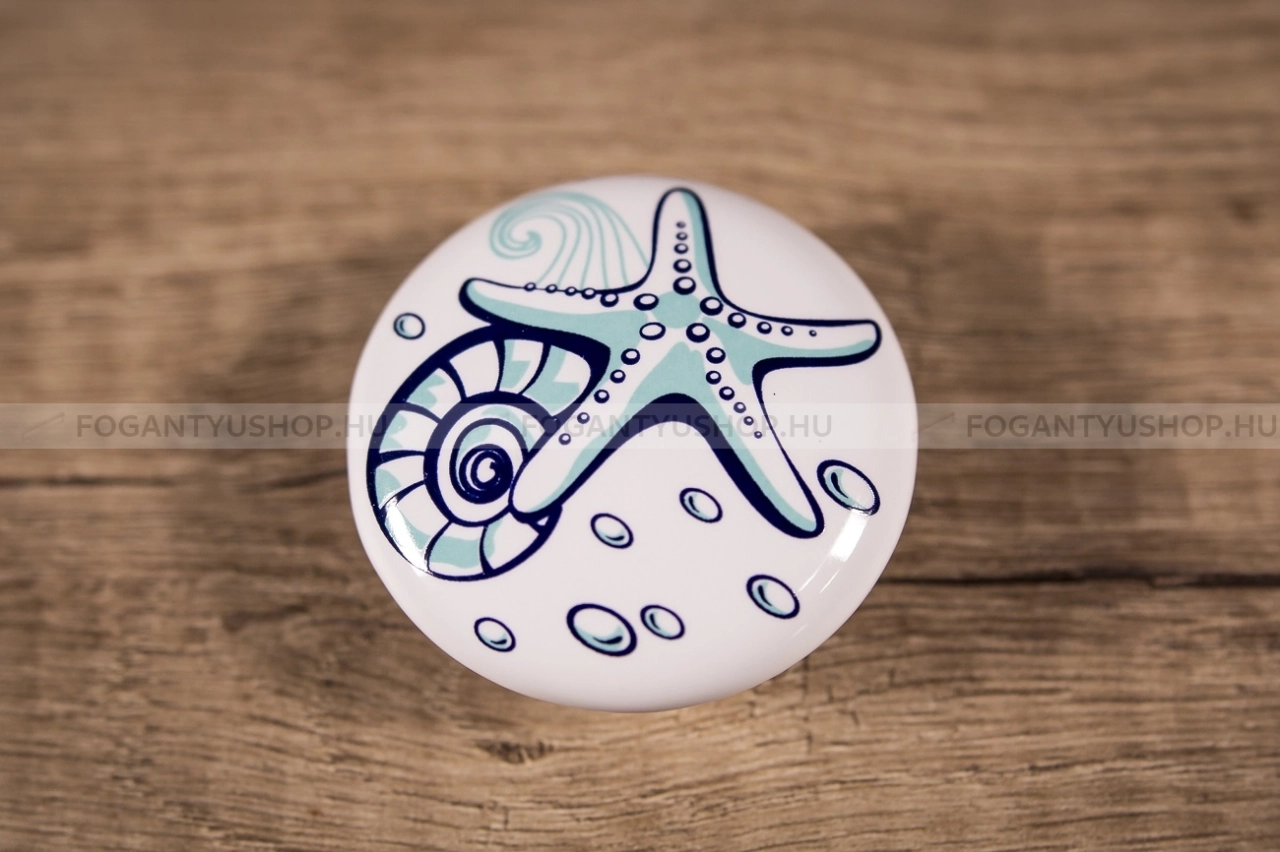 TOMURCUK Bútor fogantyú - Gyerek tengeri csillag B 106 - 1 furatos - Porcelán - Színes gyerekbútor fogantyú