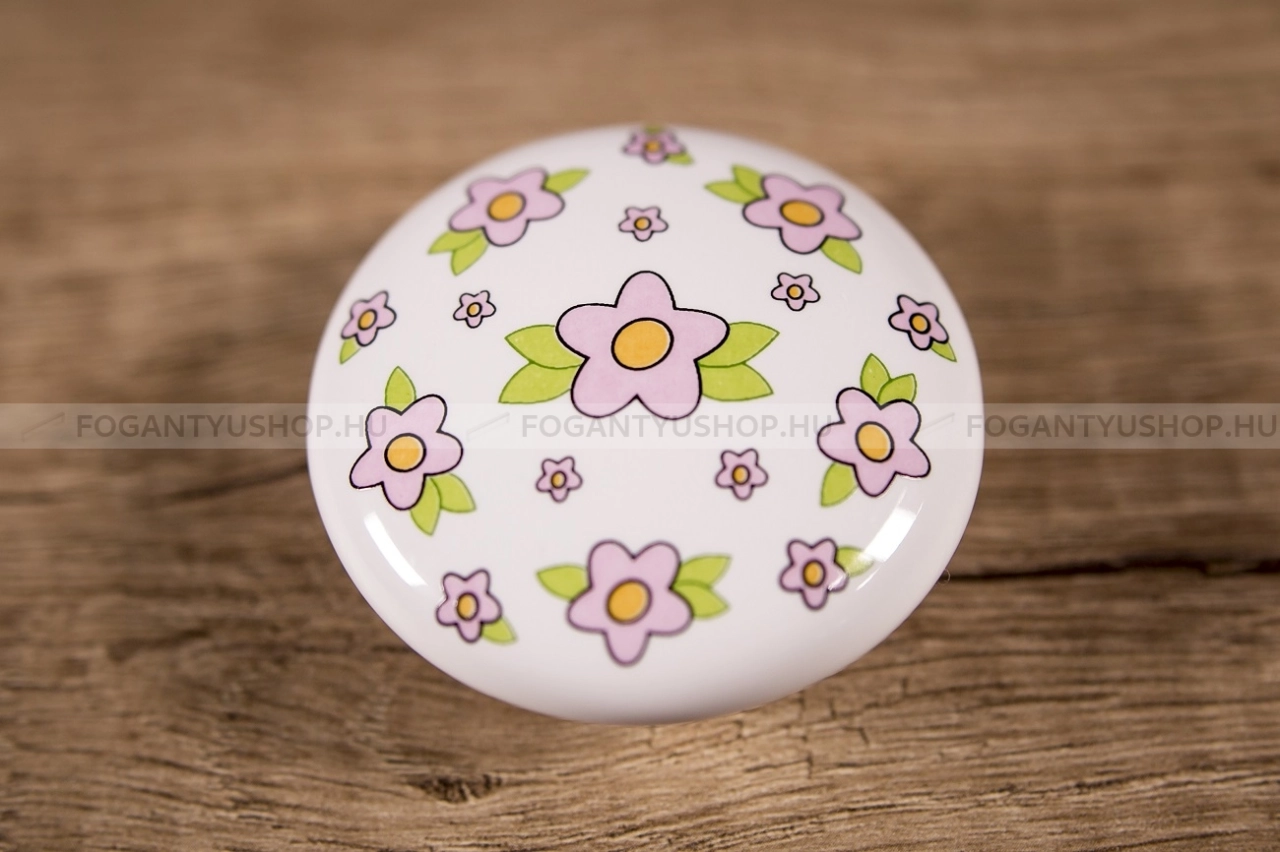 TOMURCUK Fogantyú - Gyerek virágok B 155 - 1 furatos - Porcelán - Színes gyerekbútor fogantyú