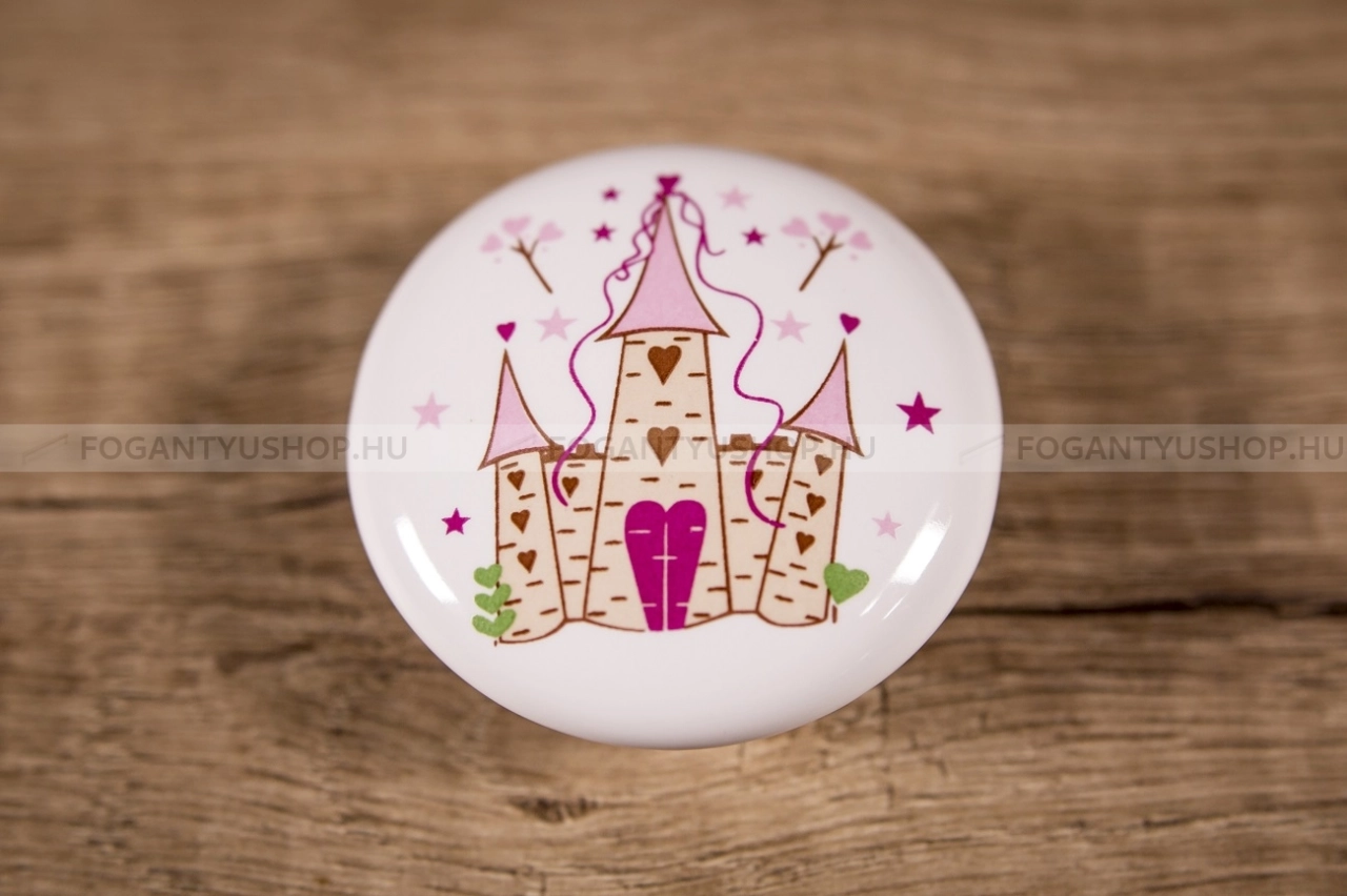 TOMURCUK Fogantyú - Gyerek kastély B 150 - 1 furatos - Porcelán - Színes gyerekbútor fogantyú