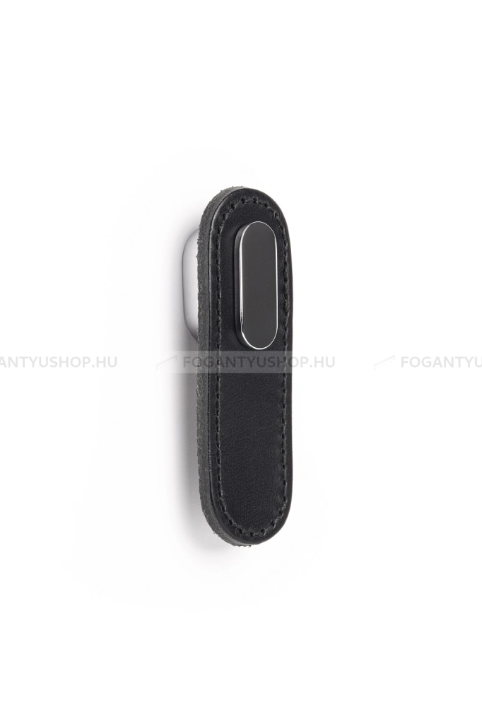VIEFE Fogantyú - OBLONG P9901 - Fekete bőr + polírozott króm P9901 - Zamak fém ötvözet, Bőr - Bőrrel kombinált fém bútorfogantyú