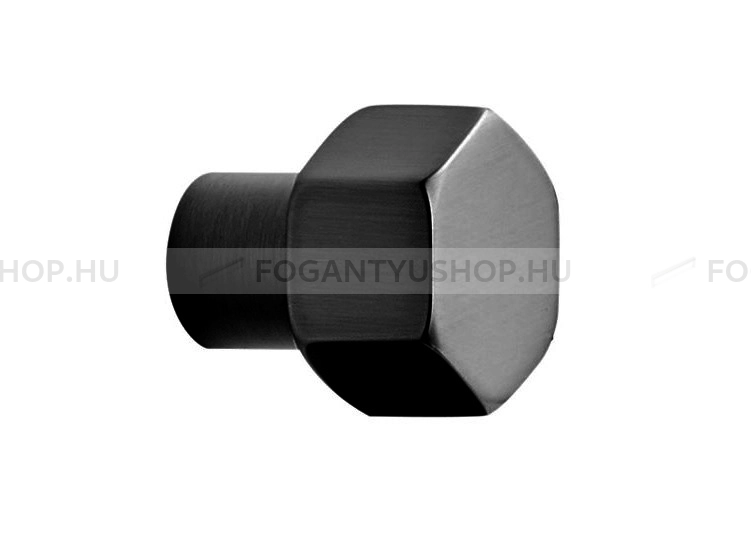 FURNIPART Gombfogantyú - HEXA KNOB Festett - 1 furatos - Festett fekete BlackL - Zamak fém ötvözet - Színes fém gombfogantyú, bútorgomb