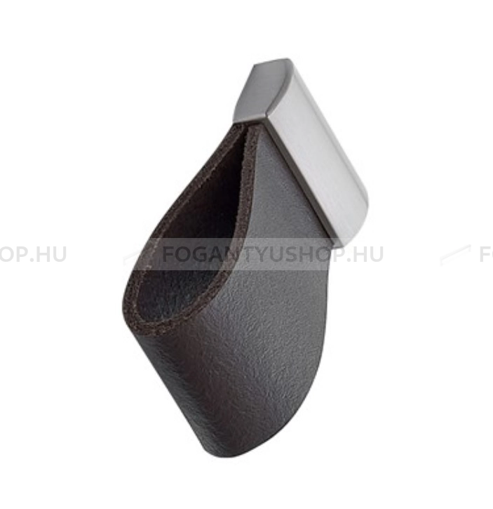 FURNIPART Bútorfogantyú - STRAP 16 - Szálcsiszolt - sötét barna 104/66 - Zamak fém ötvözet, Bőr - Bőrrel kombinált fém bútorfogantyú