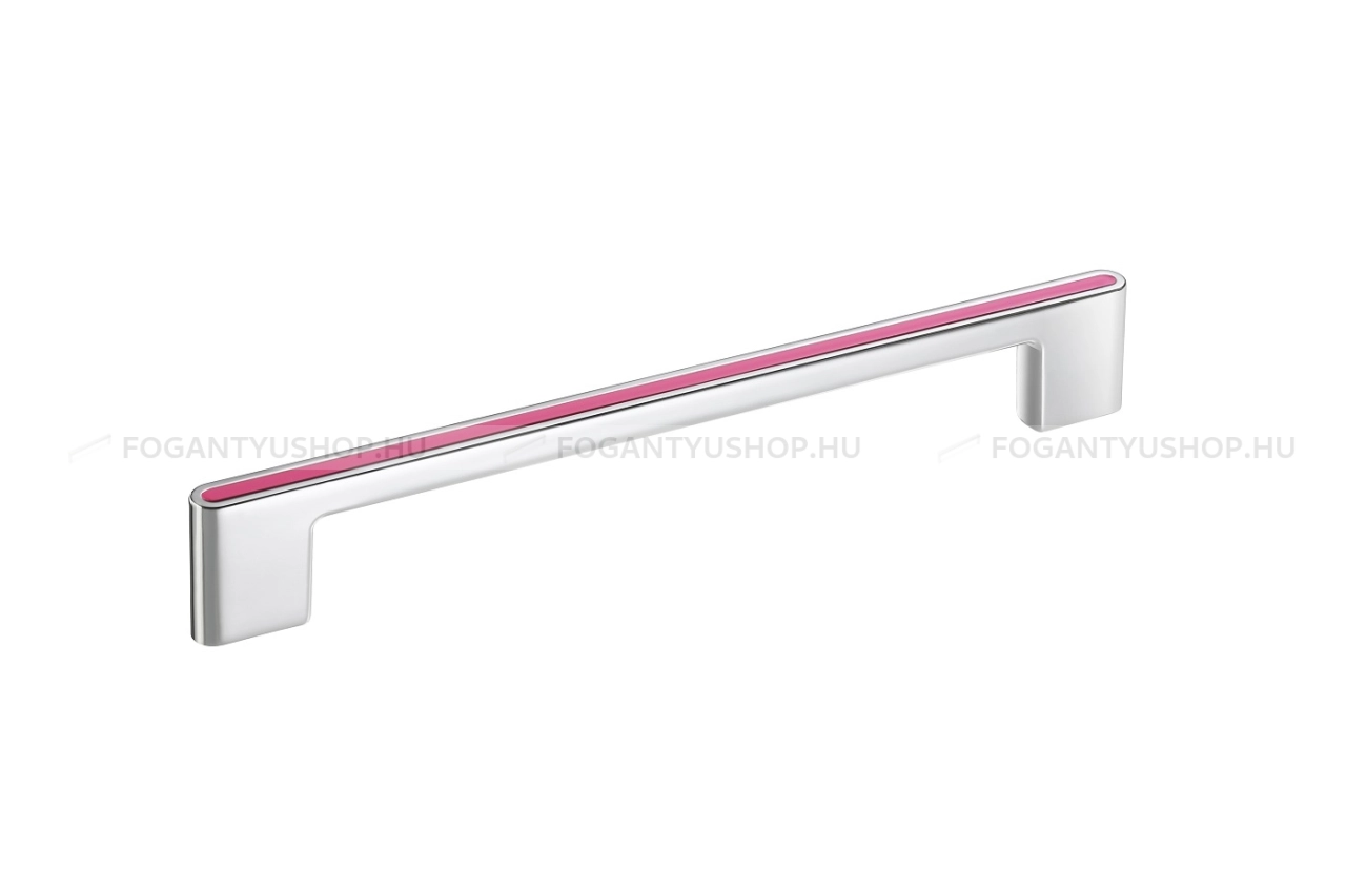 RUJZ DESIGN Fogantyú - 160 677.08 - furattáv 160 mm - Fényes króm Cr, Barbi lila vijola barby - Zamak fém ötvözet, Műanyag - Műanyaggal kombinált fém bútorfogantyú