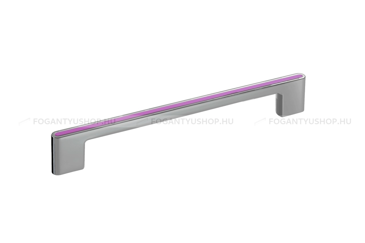 RUJZ DESIGN Bútorfogantyú - 160 677.08 - furattáv 160 mm - Matt króm MCrL, Barbi lila vijola barby - Zamak fém ötvözet, Műanyag - Műanyaggal kombinált fém bútorfogantyú