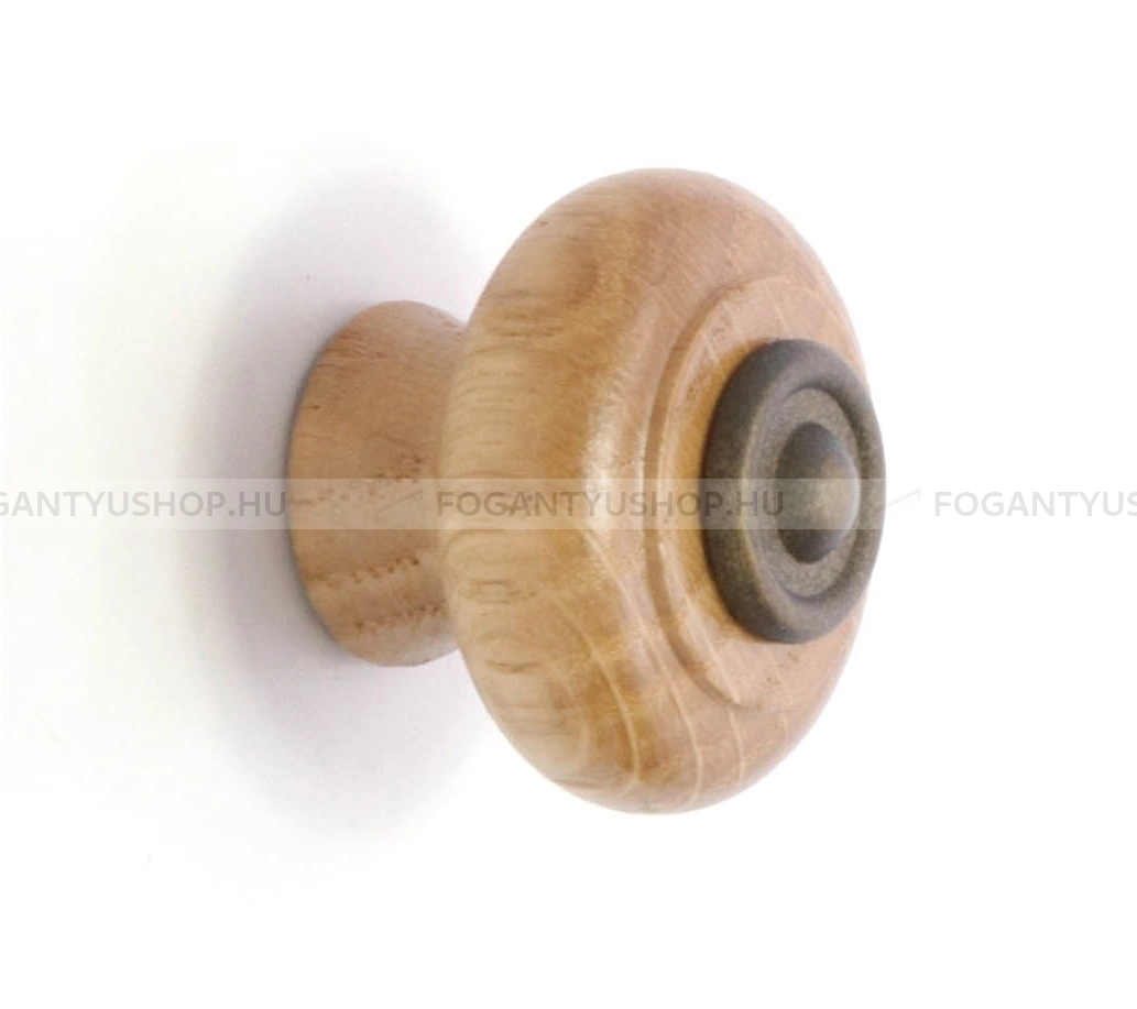 RUJZ DESIGN Bútorfogantyú - L1.02.35 Tölgyfa - 1 furatos - Antik patina barna MsPatL, Tölgyfa hrast - Zamak fém ötvözet, Fa - Fával kombinált fém bútorfogantyú