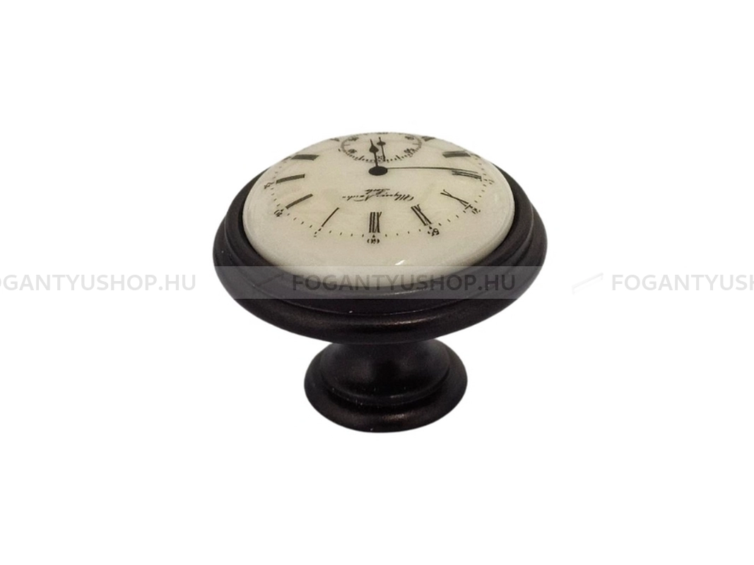 GIUSTI Bútorgomb - P7701Q1R7G - 1 furatos - Fehér belo, Bronz  - Zamak fém ötvözet, Porcelán - Porcelán, porcelánnal kombinált antikolt fém gombfogantyú