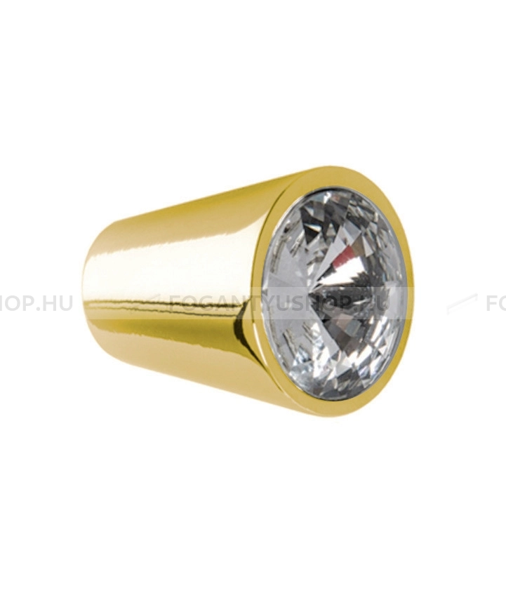 GIUSTI Bútor fogantyú - Gombogantyú WPO633017KRGP - Fényes arany , Átlátszó kristály  - Zamak fém ötvözet, Swarovski kristály - Edzett üveggel kombinált fém bútorfogantyú