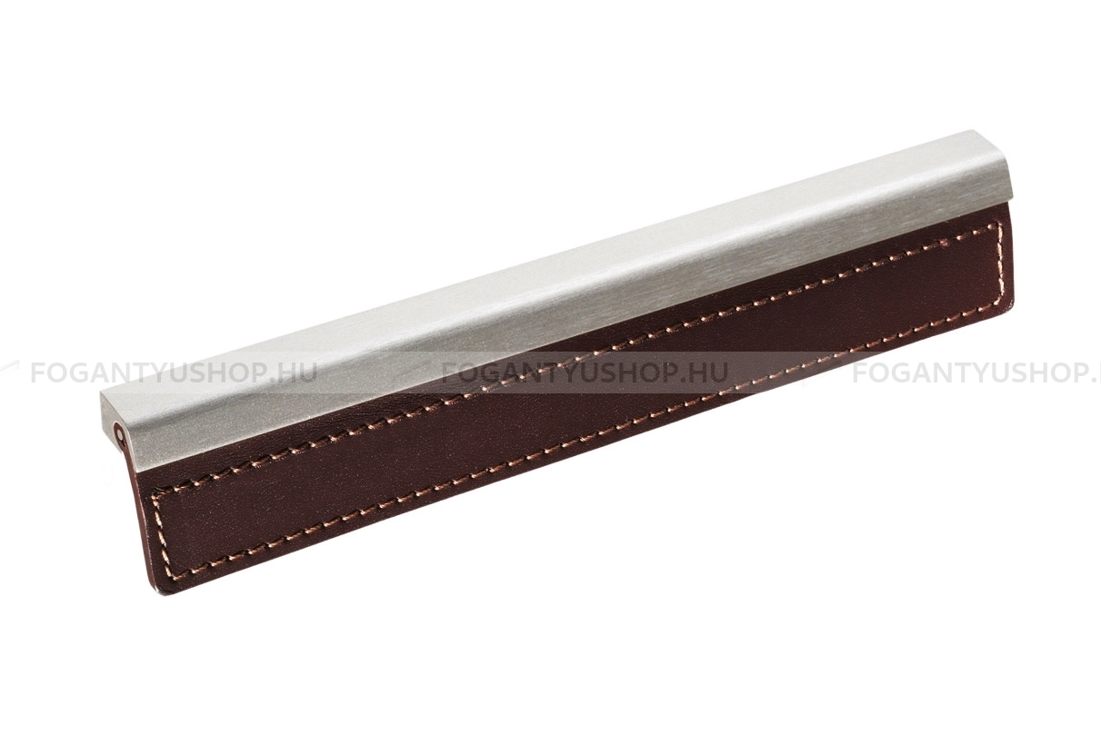RUJZ DESIGN Fogantyú - 160 591.15 - Alumínium MCrE, Sötétbarna bőr  - Alumínium, Bőr - Bőrrel kombinált fém bútorfogantyú