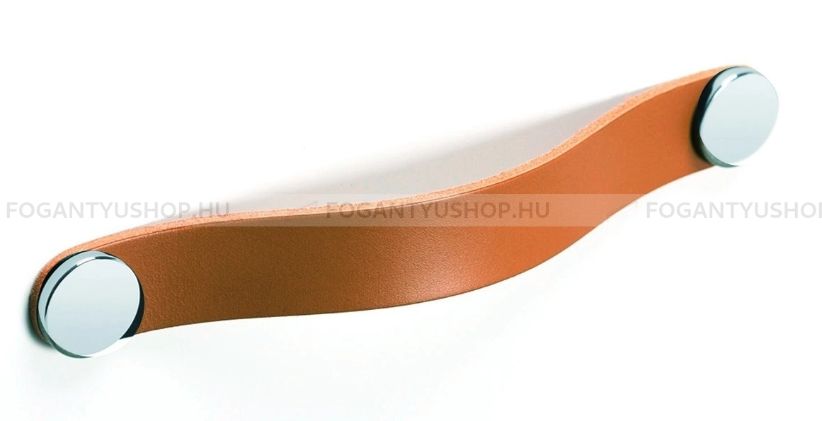 VIEFE Bútor fogantyú - FLEXA HANDLE Világosbarna P2601 - Bézs bőr + polírozott króm P2601 - Zamak fém ötvözet, Bőr - Bőrrel kombinált fém bútorfogantyú