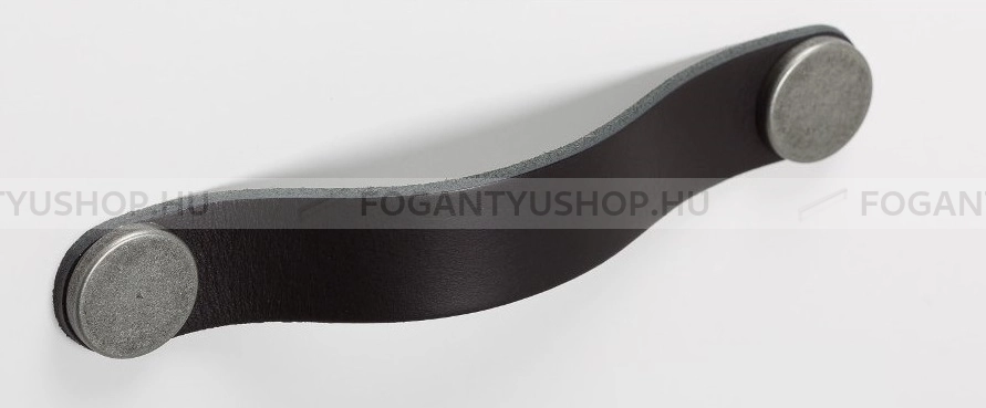 VIEFE Bútorfogantyú - FLEXA HANDLE - Fekete bőr + ónszürke P9910 - Zamak fém ötvözet, Bőr - Bőrrel kombinált fém bútorfogantyú