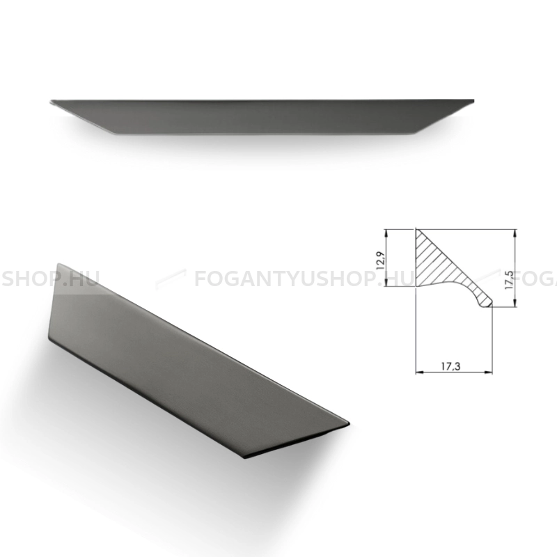 FURNIPART Bútor fogantyú - STREAMLINE Festett - Fekete 9005 - Alumínium - Több méretben gyártott színes fém bútorfogantyú