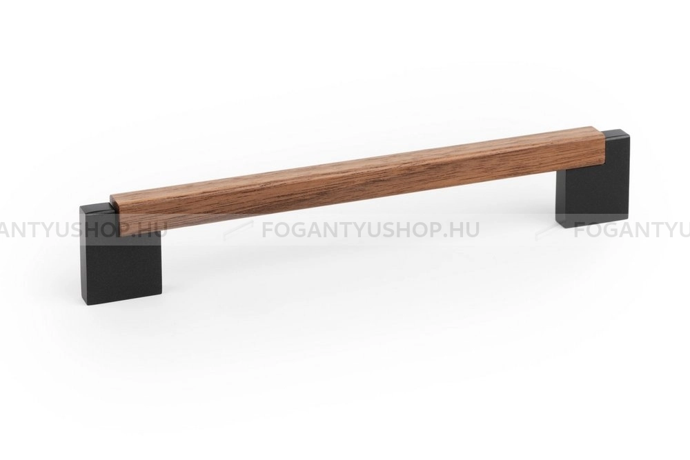 VIEFE Bútorfogantyú - DUO MINI - Csiszolt láva szürke - Dió   NM2717 - Alumínium, Fa - Fával kombinált fém bútorfogantyú