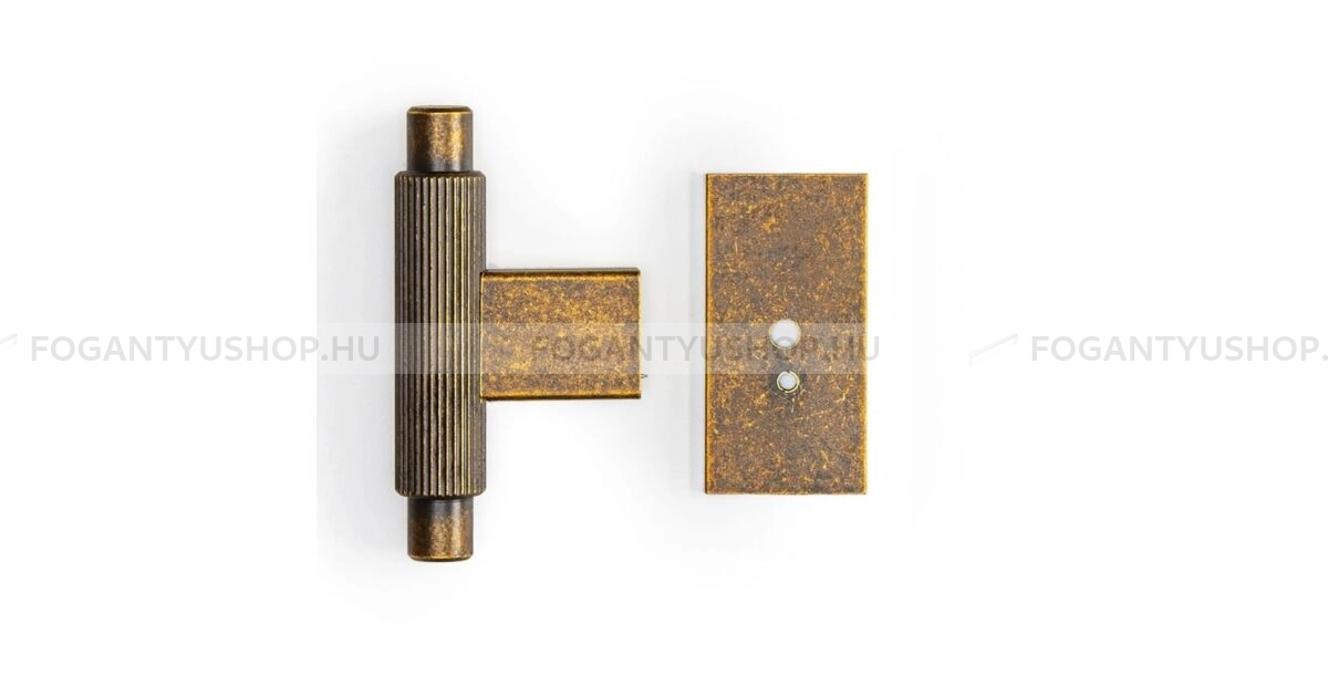 VIEFE Bútorgomb - ARPA PLATE L623 - 1 furatos - Rusztikus sárgaréz L623 - Alumínium - Antikolt, vintage fém gombfogantyú (szögletes, kerek)