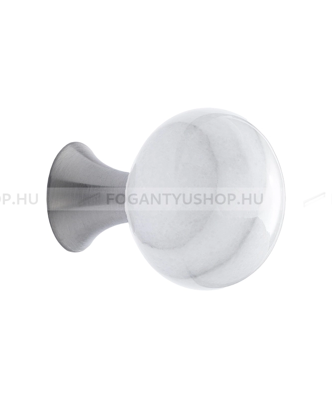 FURNIPART Bútor fogantyú - BEAD - Fehér szürke márvány  - Inox - Márvány anyagból készült bútorfogantyúk
