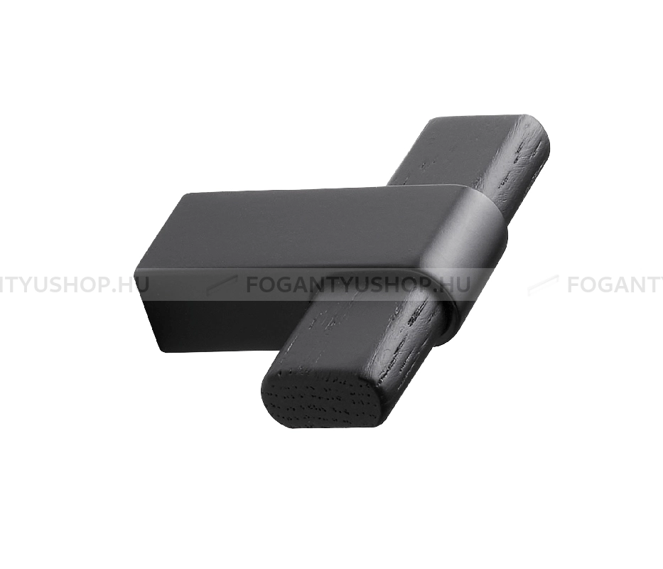 FURNIPART Fogantyú - CROSSING Festett Feketére pácolt tölgyfa - 1 furatos - Festett fekete BlackL, Feketére pácolt tölgyfa  - Zamak fém ötvözet, Fa - Fával kombinált fém bútorfogantyú