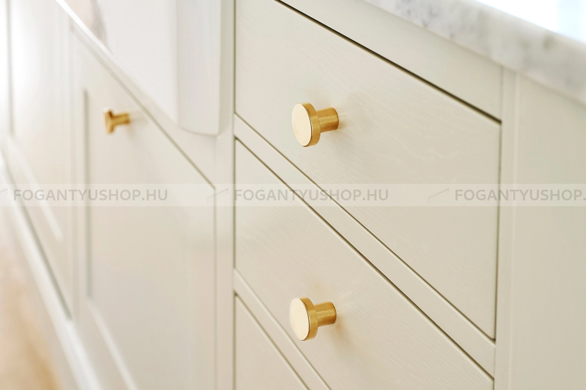FURNIPART Gomb fogantyú - DOT - 1 furatos - Szálcsiszolt sárgaréz II. 31 - Réz - Színes fém gombfogantyú, bútorgomb