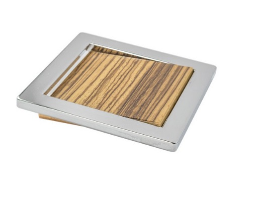 RUJZ DESIGN Bútor fogantyú - 32 501.10 Tölgyfa - furattáv 32 mm - Ezüst inox (szálcsiszolt) SNiL, Tölgyfa hrast - Zamak fém ötvözet, Fa - Fával kombinált fém bútorfogantyú